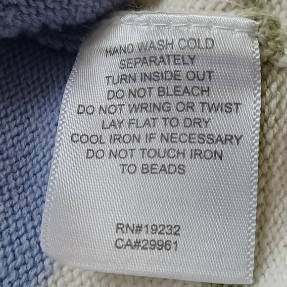 Alfred‎ Dunner Women's XL Pastel Stripe Knit Top Embellished Floral Beads Soft - Picture 5 of 6